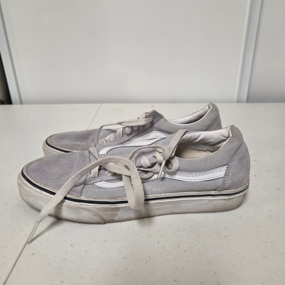 Vans Old Skool Grey Suede Canvas Low Top Skate Shoes Mens 5.5 Womens 7